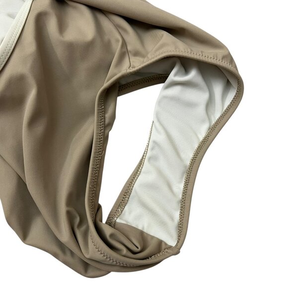 Denizeri Nane Colorblock Crossback One Piece Swimsuit Beige XS Neutral Coastal - Picture 6 of 6
